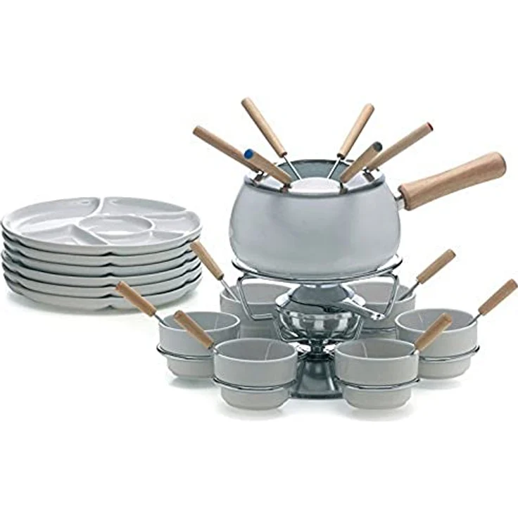 Soul Kitchen Excèlsa Fondue Set, 28-teilig, Weiß – Bild 2