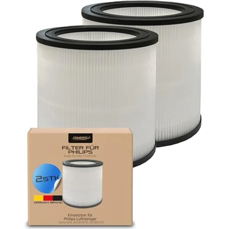 Comedes Ersatzfilter 2er Set für Philips AC0650, AC0651/10, Vorfilter und HEPA-Element zur Luftreinigung