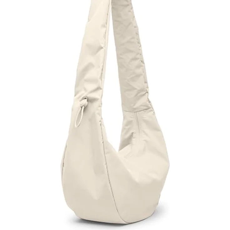 GOT BAG Moon Bag Ruffle, umweltfreundliche Handtasche aus RE:NYNET®, beige, wasserabweisend, verstellbarer Schultergurt – Bild 4