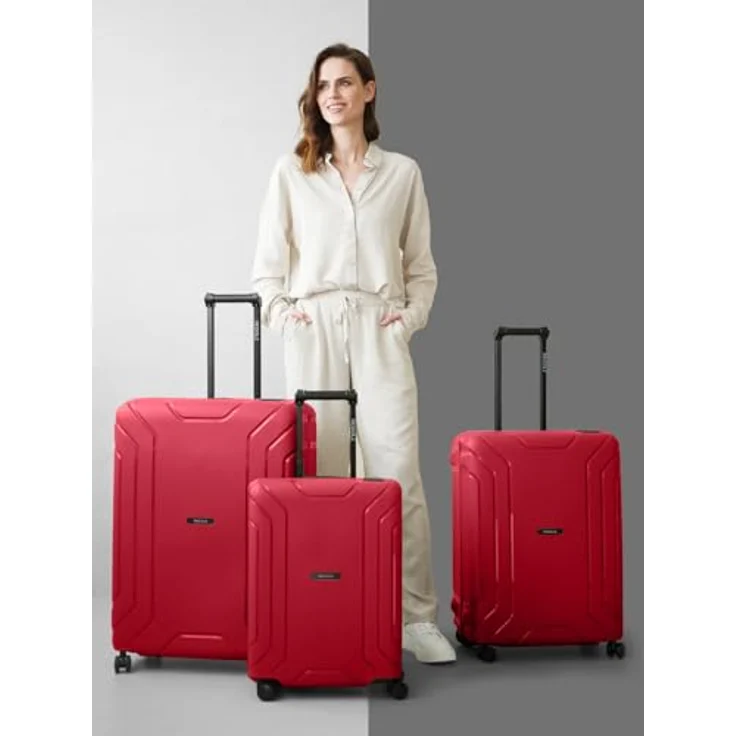 REDOLZ Hartschalen Koffer-Set 3-teilig ohne Reißverschluss | 3-Punkt-Verschluss-System | aus hochwertigem Polypropylen Material | 4-Doppelrollen & TSA-Schloss für Damen & Herren (Essentials 15) – Bild 4