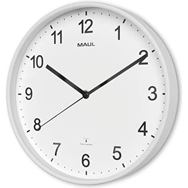 Maul Wanduhr MAULsprint Ø 30 cm | Funkuhr mit automatischer Zeiteinstellung | ideal für Wohnzimmer, Schlafzimmer, Küche, Arbeitszimmer und Büro | Gute Lesbarkeit für große Räume | Weiss – Bild 2