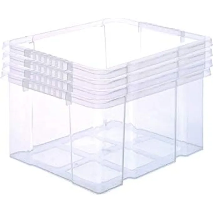 BigDean 4x Stabile Kunststoffbox Eurobox (Dreh Stapelbar) 44x35x24cm - Transparente Stapelboxen für Kastenregale und mehr