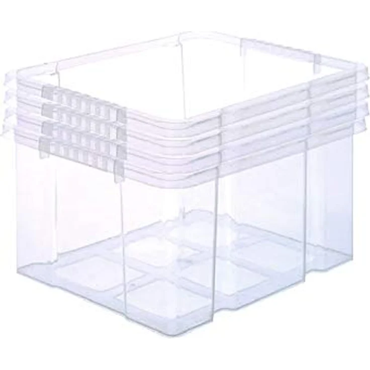 BigDean 4x Stabile Kunststoffbox Eurobox (Dreh Stapelbar) 44x35x24cm - Transparente Stapelboxen für Kastenregale und mehr – Bild 1