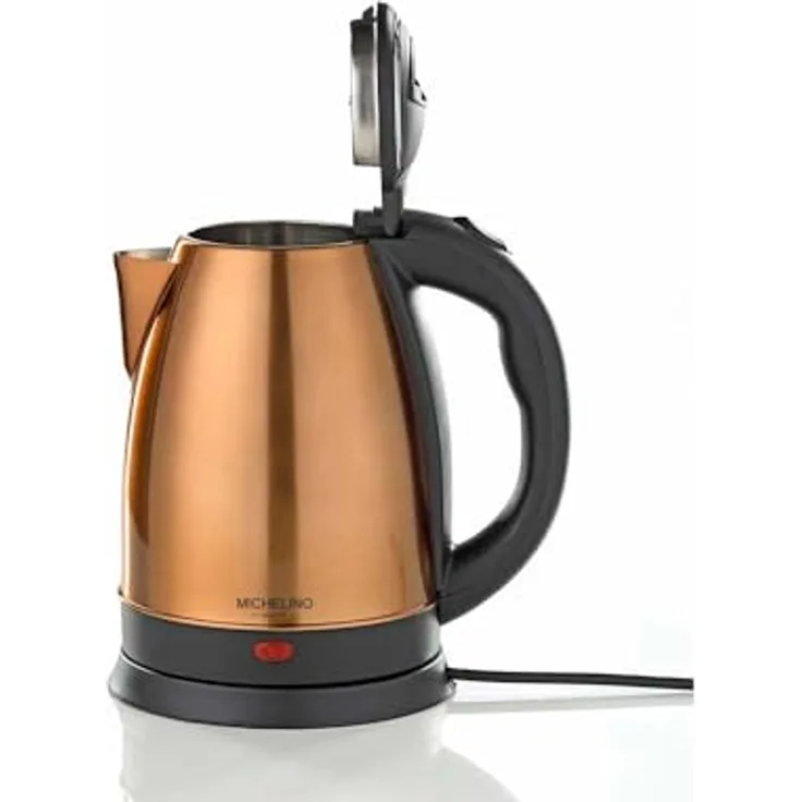 MICHELINO 1800 Watt 1,8 L Edelstahl Wasserkocher Heißwasserbereiter 360° Sockel kabellose Verwendung (kupfer)