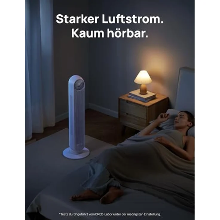 Dreo Smart Turmventilator Nomad OneS, 20dB leise, 10 m Wurfweite, 4 Geschwindigkeitsstufen, 4 Modi, 8 Std. Timer, 90° Oszillation, WLAN & Fernbedienung, Weiß – Bild 4