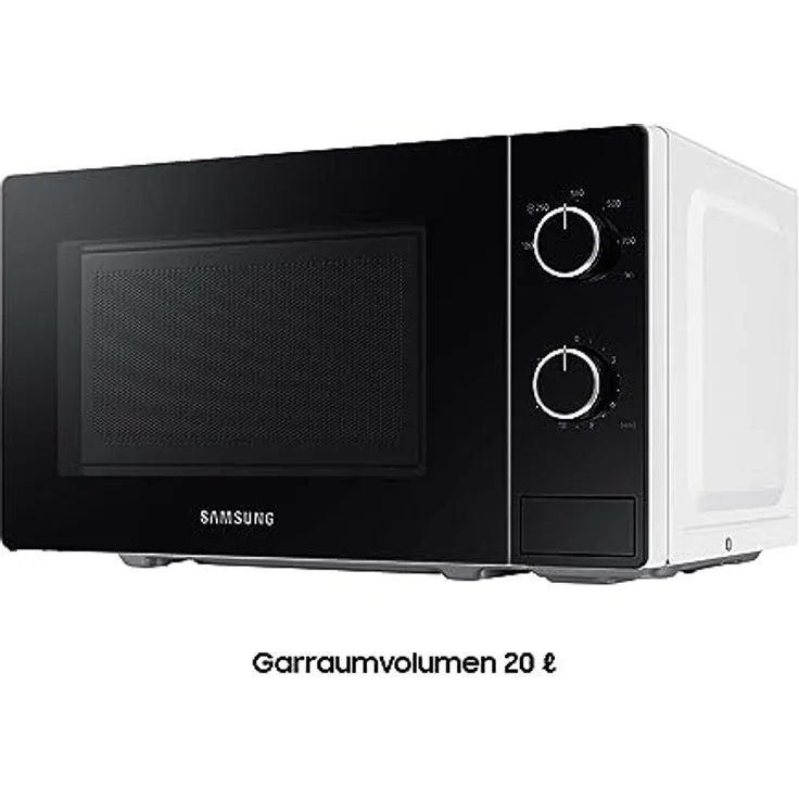 Samsung Solo-Mikrowelle, 700 W, Epoxy-Garraum mit 20 l Volumen, 5 Leistungsstufen, Defrost, Weiß/Schwarz, MS20A3010AH/EG – Bild 3