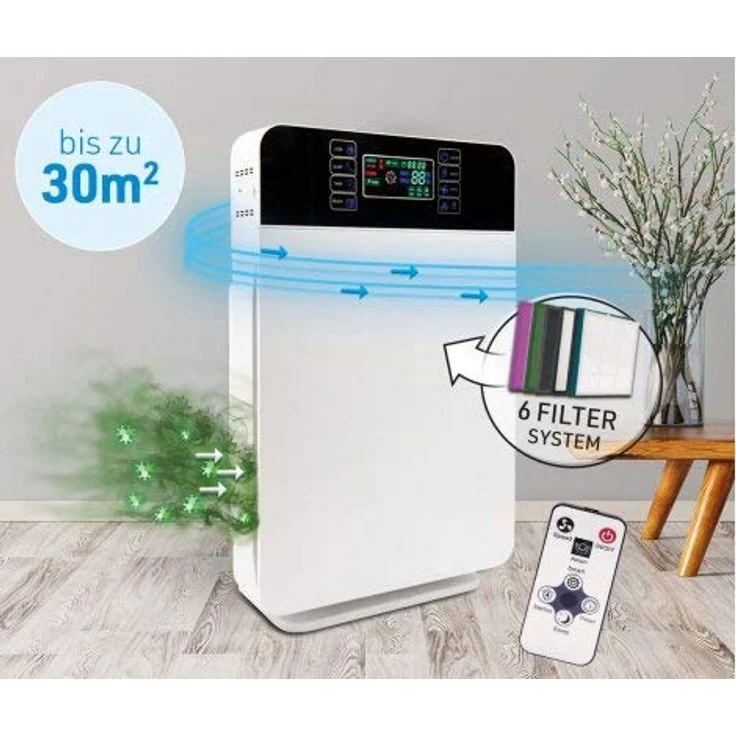 MediaShop Livington AirPurifier Luftreiniger, bis zu 30m² | 6-Filter-System | zuschaltbares UV-Licht | Automatik-Funktion | 3 Stufen | Timer – Bild 11