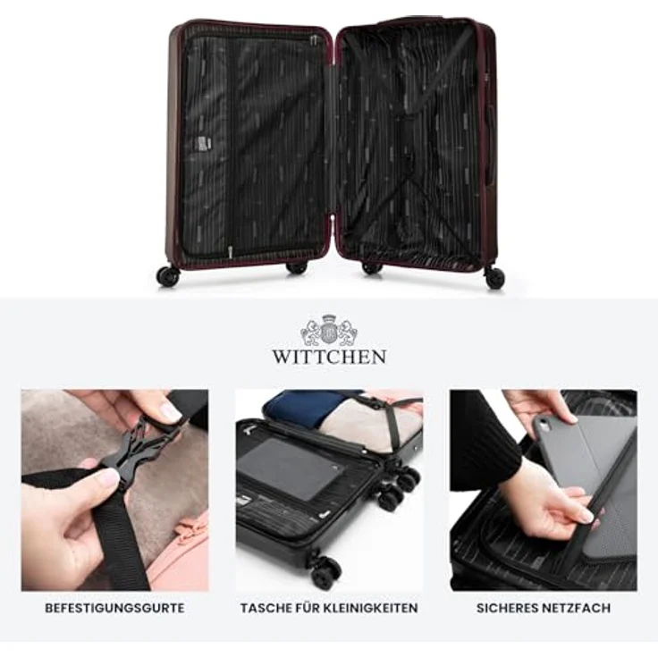 WITTCHEN Skyspeed Line Reisekoffer 4er Koffer-Set, Hartschalenkoffer aus strapazierfähigem ABS, Maroon, mit Kosmetikkoffer und Kombinationsschloss – Bild 5