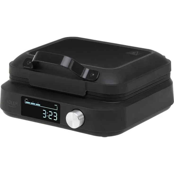Adler Waffeleisen AD 3087, 2200 W, belgische Waffelmaschine mit Antihaftbeschichtung und LED-Anzeige, schwarz