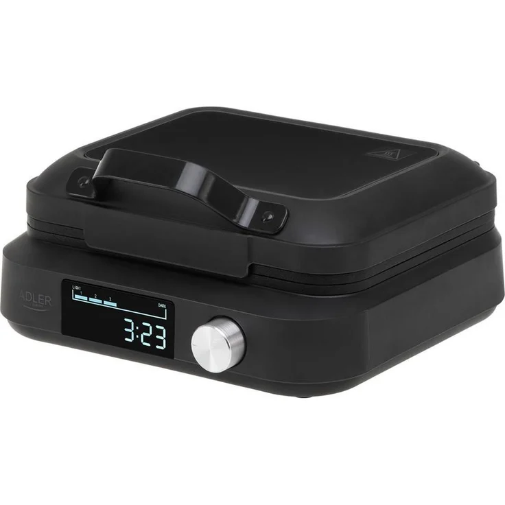 Adler Waffeleisen AD 3087, 2200 W, belgische Waffelmaschine mit Antihaftbeschichtung und LED-Anzeige, schwarz