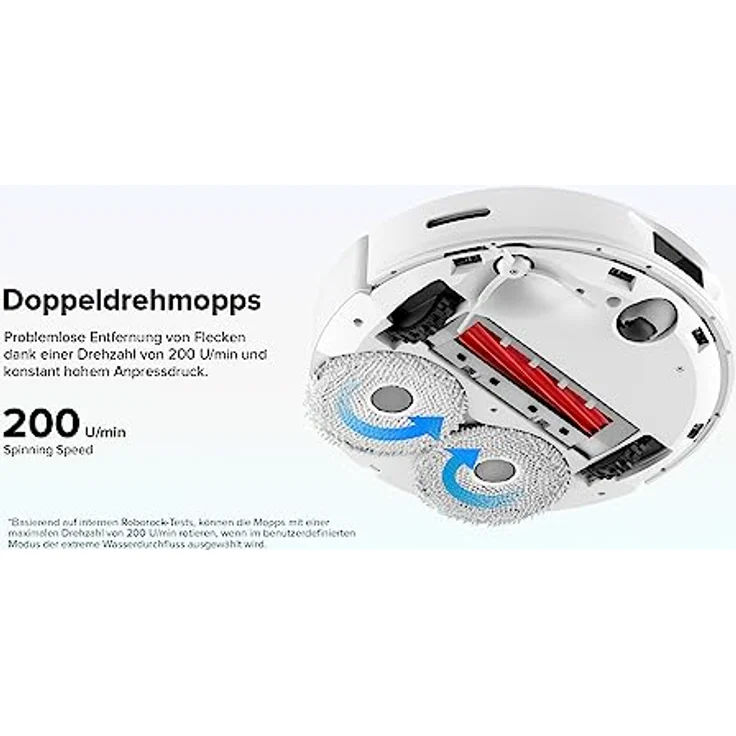 roborock Q Revo Saug- & Wischroboter mit Absaugstation (Saugleistung 5500Pa, 180min Akkulaufzeit, 350ml Staub- / 80ml Wassertank, 200 UpM rotierende Mop-Pads, App-/Sprachsteuerung) – Bild 3