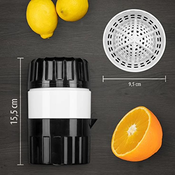 Börner Saftpresse (Schwarz) • Zitruspresse für frische Obst-/Gemüsesäfte • Entsafter mit Saftbehälter • Orangenpresse manuell • Fruchtpresse – Bild 3
