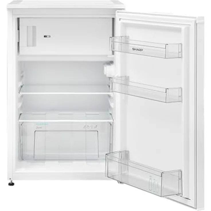 Sharp SJ-UD121T2W-EU Minikühlschrank mit Gefrierfach, 121L Nutzinhalt, 17L Gefrierraum, stufenlose Temperaturregelung, LED Innenbeleuchtung, Weiß