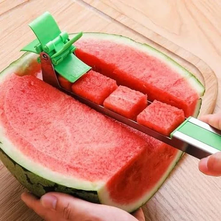 MELONY Wassermelonen Schneider Melonenschneider Melonen Messer Obstmesser Wassermelonenschneider und Portionierer – Bild 1