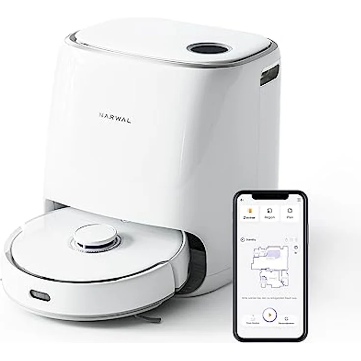 NARWAL Freo Saugroboter mit Wischfunktion und automatischer Dockingstation (Freo-Modus und DirtSense-Schmutzerkennung, rotierende Mopps, Smart-Swing Randreinigung, Heißlufttrocknung) – Bild 1