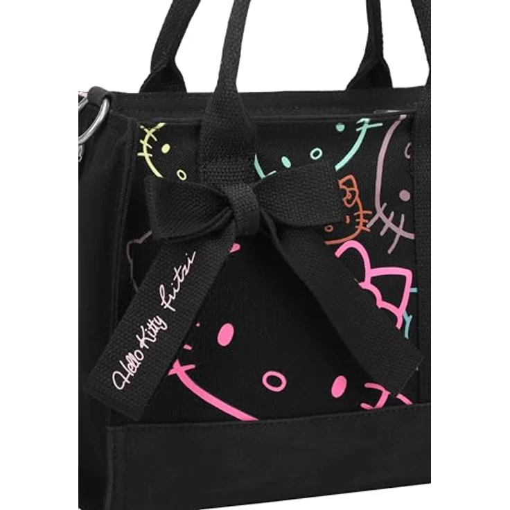 Fritzi aus Preußen Umhängetasche Hello Kitty Shopper, kompakt, 25 cm, schwarz/mehrfarbig, inklusive abnehmbarem Schulterriemen – Bild 7