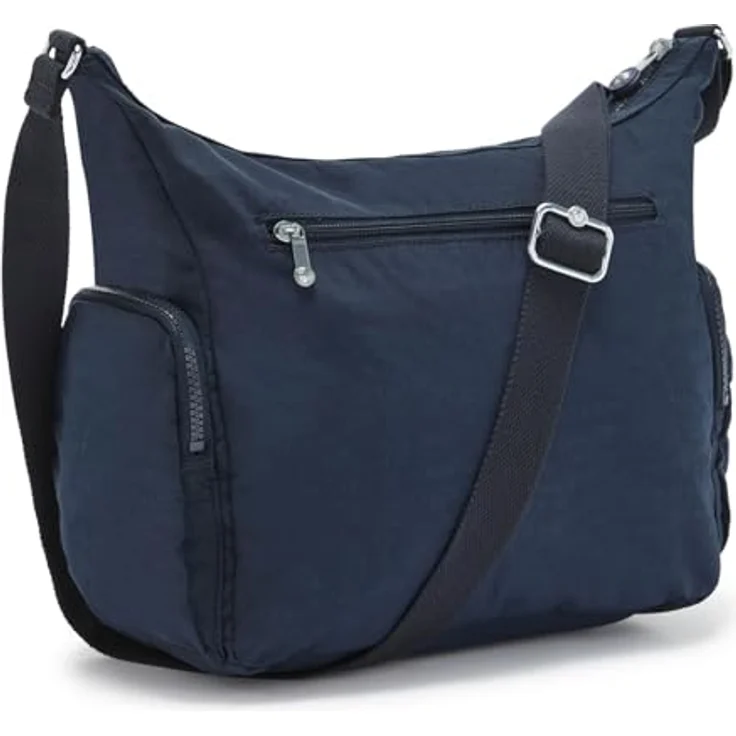 Kipling Gabbie Umhängetasche, Damen-Handtasche aus Polyamid mit Reißverschlussfach und Steckfächern, 35,5 cm, Blau – Bild 3