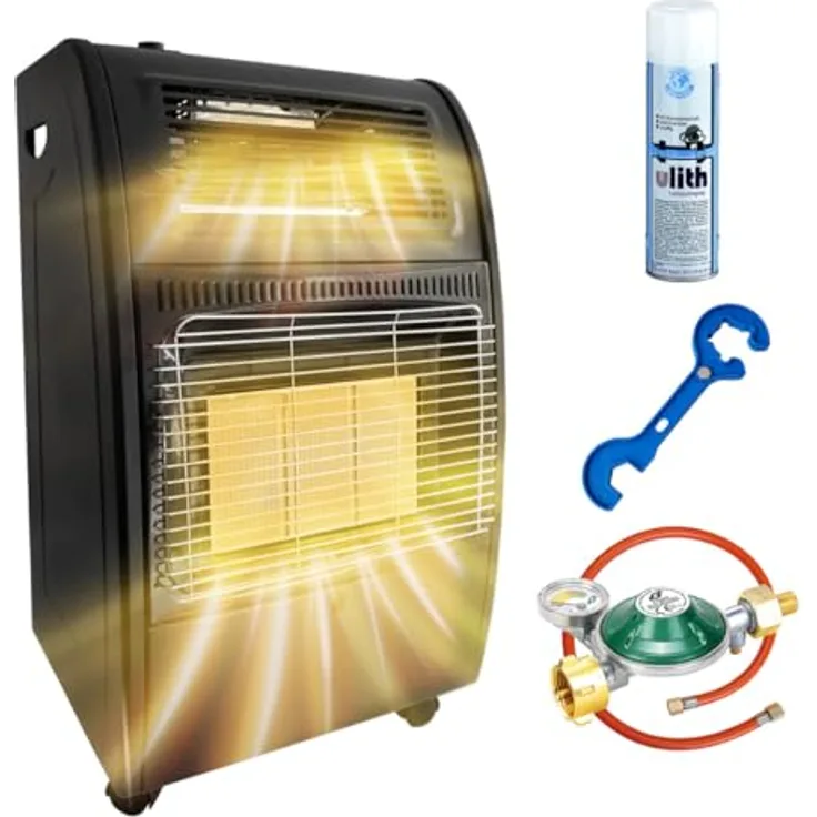 Bluecraft Infrarot Gas-Heiz-Ofen 4,2 kW mit elektrischer Heizung Camping Gasregler 🔥
