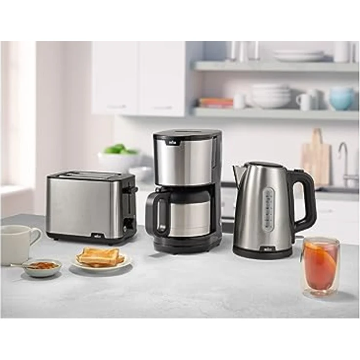 Braun PurShine KF1505 BK Filterkaffeemaschine, 1,2L Edelstahl-Thermokanne für bis zu 9 Tassen, OptiBrew-System, Tropf-Stopp-Funktion, schwenkbarer Filterkorb, Automatische Abschaltung, 1000W, Schwarz – Bild 5