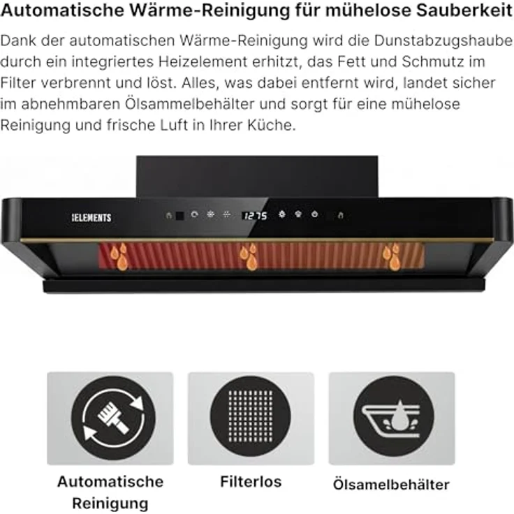 KB ELEMENTS Gaskochfeld ELK90GH1, 5-flammig mit Vollkupfer-Brenner, 90 cm, Edelstahl 304, Wok-Dreifachbrenner, automatische Sicherheitsabschaltung, für LPG/NG – Bild 2