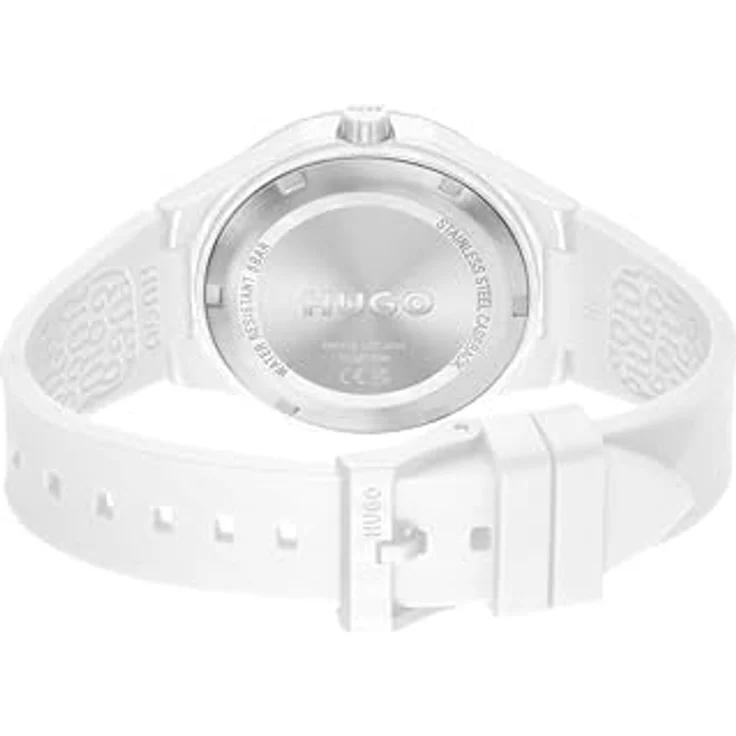 HUGO Analog Quarzuhr #LIT for HIM, Silikonarmband in Weiß, präzise 3-Zeiger-Anzeige, 42 mm Gehäusedurchmesser, wasserabweisend bis 5 bar – Bild 3