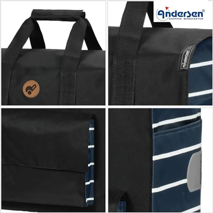 Andersen Einkaufstrolley - Treppenst. Royal Sh. Jella blau 51 L Einkaufsroller, hohe Qualität, stylisch, Aluminium, klappbar, Räder abnehmbar, Treppensteiger – Bild 5