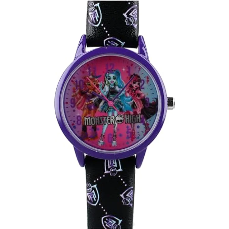 Monster High Kinderuhr „Kids Time!“, Lila Armbanduhr mit Draculaura, Abbey & Clawdeen, spritzwassergeschützt, RVC-Verschluss – Bild 3