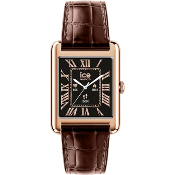 ICE-WATCH Ice smart TKS 2.0, Rose-Gold Damen Smartwatch mit Lederarmband, 1,41 Zoll, Bluetooth, Herzfrequenzmesser, Stoppuhr, 5 bar wasserdicht, Schwarz-Rosagold – Bild 1