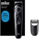 Braun Series 3 BT3400 Barttrimmer & Haarschneider, 0,5–10 mm, 20 Längeneinstellungen, 50 Min Akku, Edelstahlklingen