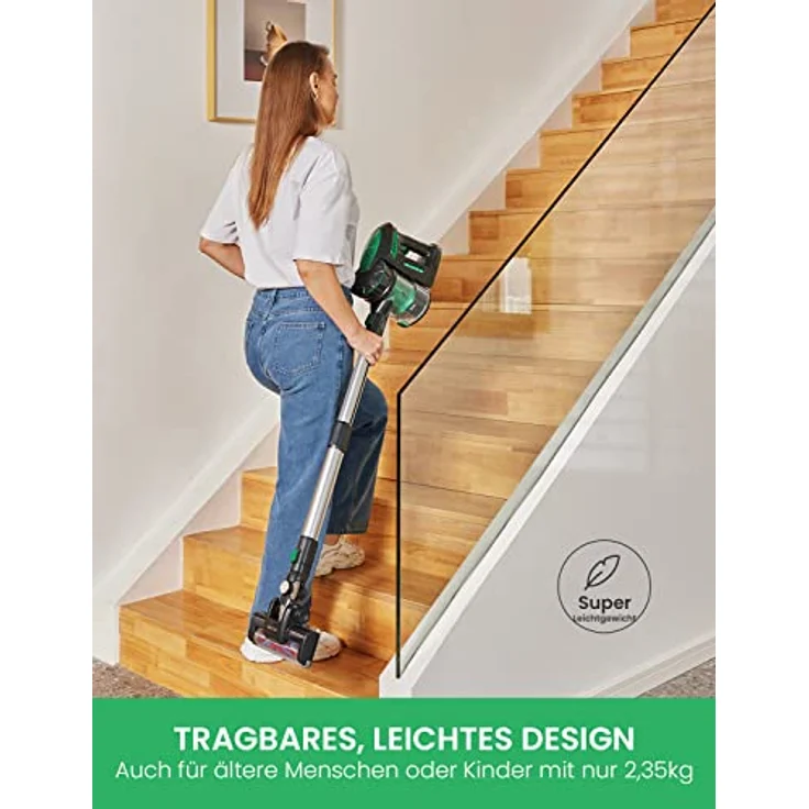 Vactidy Blitz V8 Akku Staubsauger Kabellos, 25KPa Kabelloser Staubsauger Mit abnehmbarem Akku, Akkustaubsauger bis zu 35min Laufzeit, Staubsauger Tierhaare für Hartholzböden – Bild 4