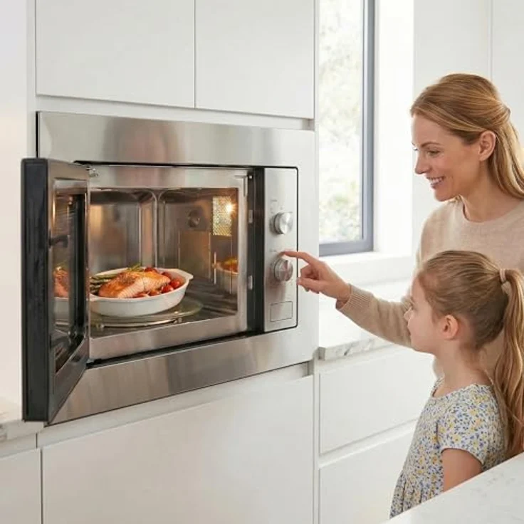 Heinner HMW-MDBI20MIX Einbau-Mikrowelle 20L, 800W, 5 Stufen, Auftauen, Schwarz/Silber – Bild 6