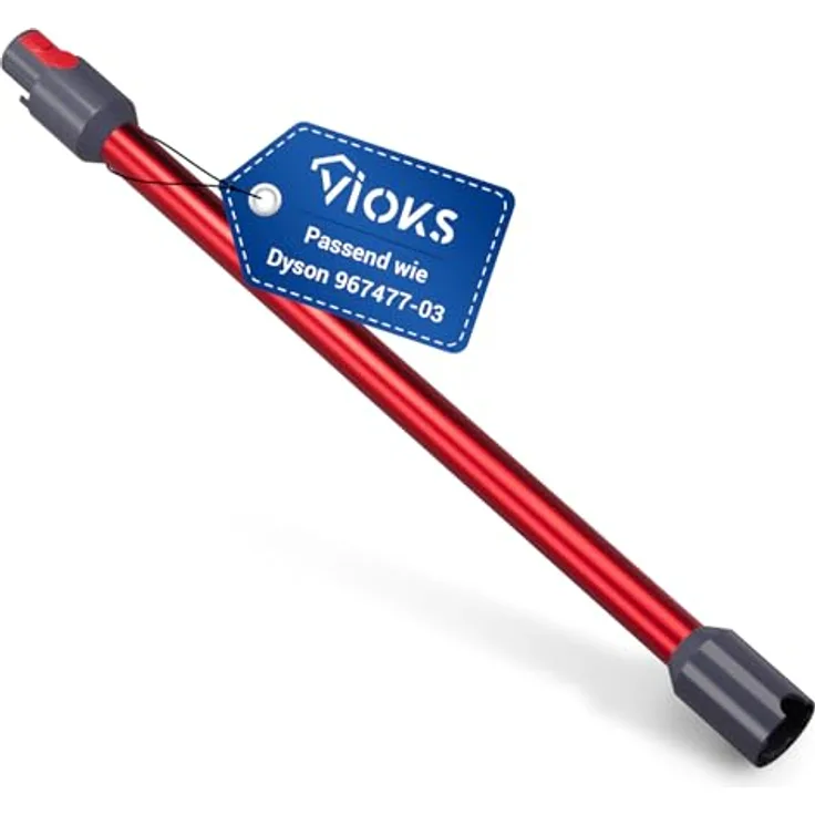 VIOKS Verlängerungsrohr für Dyson 967477-03, Rot, 74 cm Länge, geeignet für Handstaubsauger V7, V8, V15