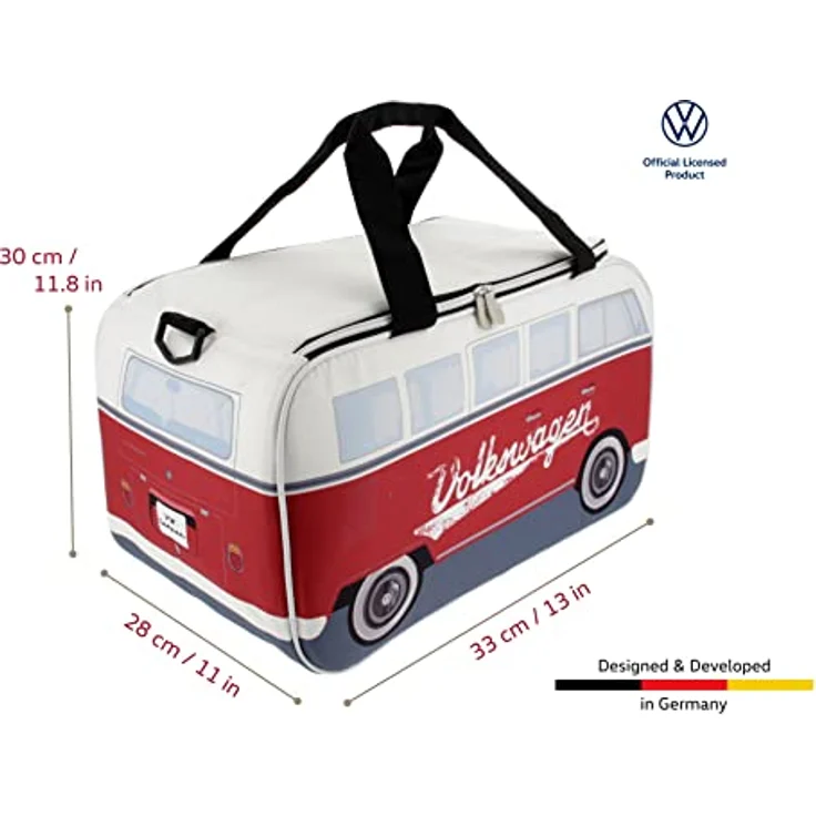 TOP Kühltasche VW T1, isolierte Kühlbox mit 25 l Inhalt, rot/weiß, mit Tragegriffen und verstellbarem Gurt – Bild 3