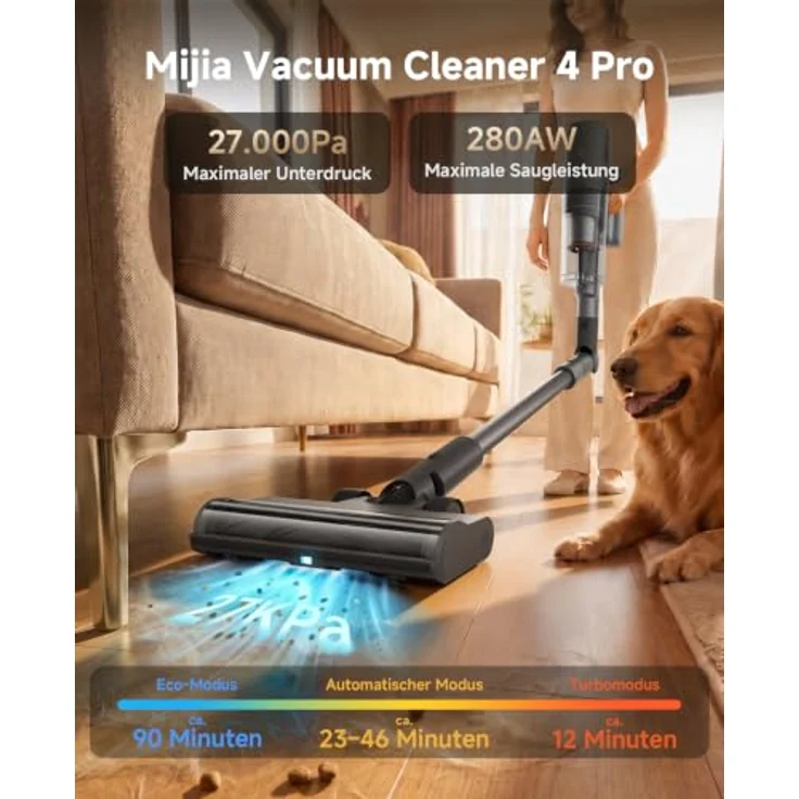 Xiaomi Mijia 4 Pro, 2-in-1 Handstaubsauger mit 280 AW Saugleistung, flexibler Gelenkrohr und H14-HEPA-Filter – Bild 2