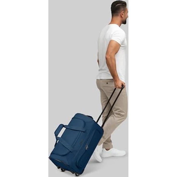 Redolz Duffle Essentials 2-Rollen Reisetasche, 28 cm, Blau, 39 l mit sicherem Reißverschlussfach und arretierbarem Griff – Bild 4