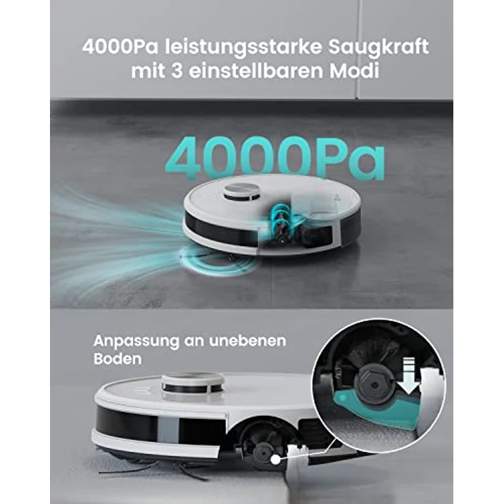 LEFANT M1 Saugroboter, 4000Pa Saugroboter mit Wischfunktion (Laser Navigation, Mehrstufiges Mapping, No-Go-Zonen, Alexa App Steuerung) Staubsauger Roboter für Tierhaare und Hartböden - Preisvergleich – Bild 3