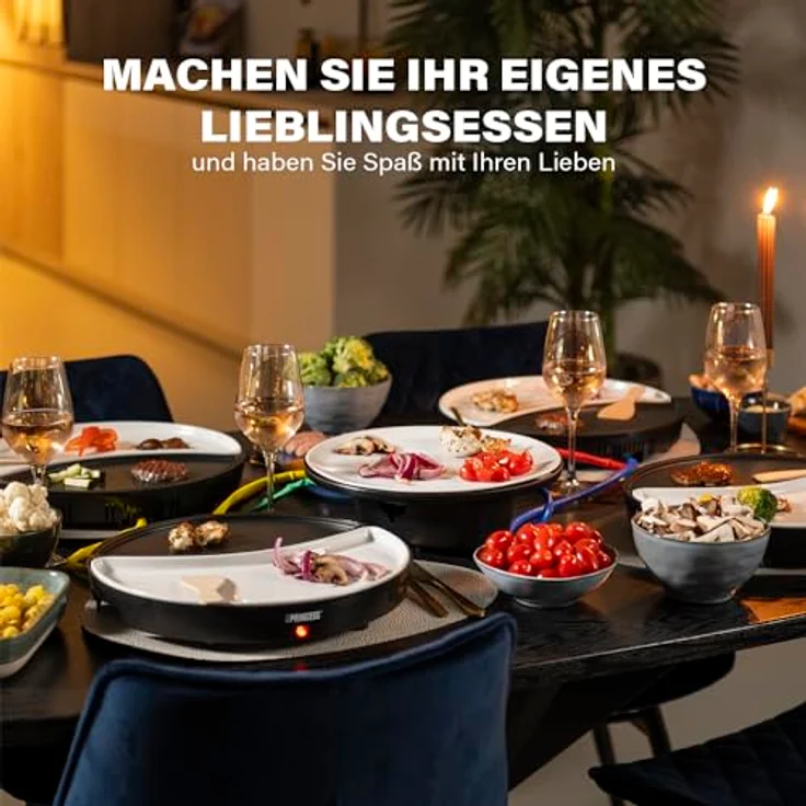 Princess 01.103080.01.001 Dinner4All Tischgrill für bis zu 4 Personen - abnehmbare Porzellanplatten 103080, schwarz, keramik – Bild 2