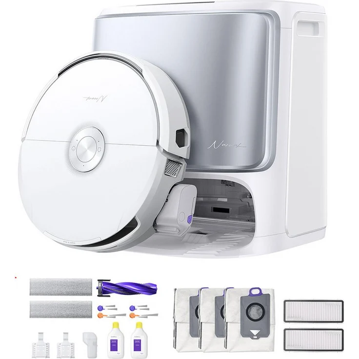 Narwal Freo Flow Saugroboter mit DualFlow Anti-Wickel-System, 22.000 Pa Saugleistung, Heißwasserreinigung 45-80°C und Heißlufttrocknung, Zubehörpaket inklusive