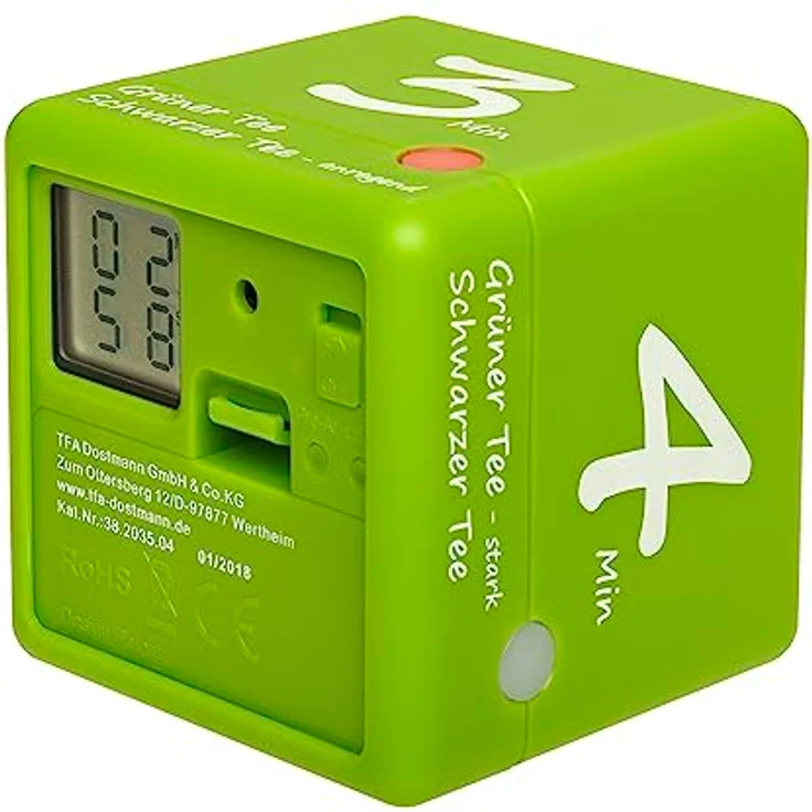 TFA Dostmann Tee-Timer Cube Timer Grün digital, Eieruhr mit festen Ablaufzeiten – Bild 2