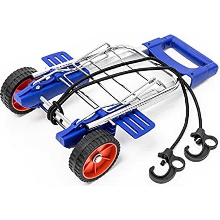 Relaxdays Einkaufstrolley Transport Trolley klappbar für 30 kg, Aluminium-Rahmen, Spanngurte aus Gummi – Bild 2