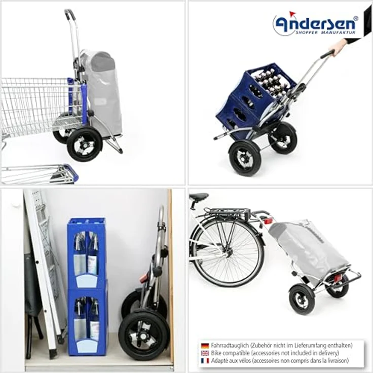 Andersen Royal Shopper Plus Ortlieb Einkaufstrolley 65 cm mit Lufträdern, Rot – Bild 4