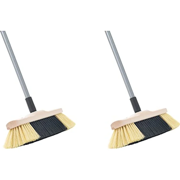 Novaliv 2X Zimmerbesen mit Stiel I feine Kunstborsten I Handbesen Holz I Teleskopstiel I Stubenbesen Kehrbesen Besen mit Gewinde – Bild 1