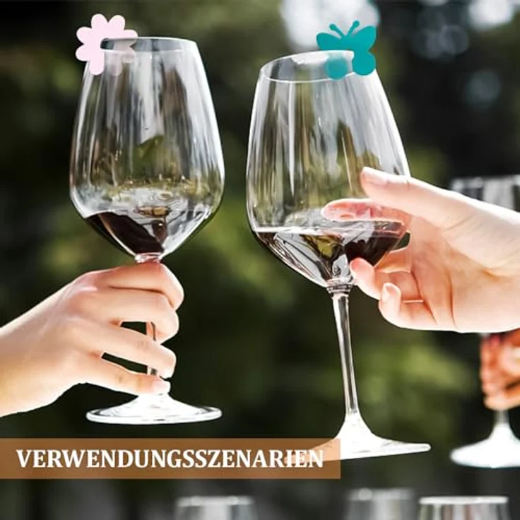 Ouprisks Glasmarkierer, 70er Set Wiederverwendbare Silikon Glasmarkierer, Bunte Designs für Weingläser, Sektgläser und Cocktailgläser – Bild 4