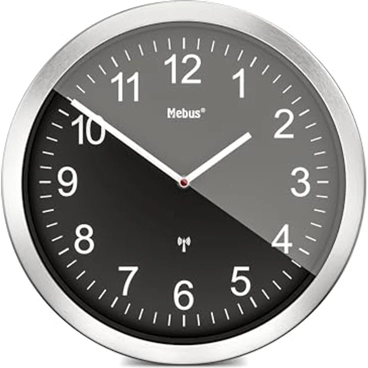 XXXLutz Funkuhr Schwarz, Wanduhr aus Metall mit modernen Dekorationselementen – Bild 1