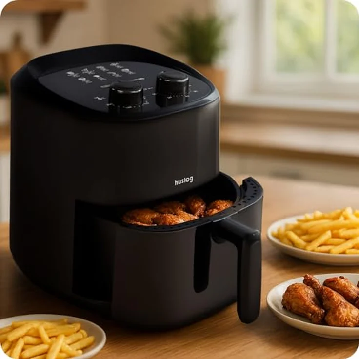 Huslog Heißluftfritteuse HUS1059, 2,3 l, 1000 W, mit Timer, schwarz, fettfreies Frittieren – Bild 2