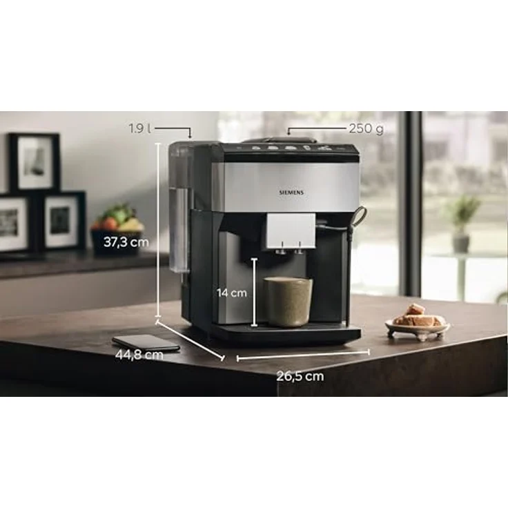 Siemens EQ500, vollautomatische Kaffeemaschine mit Home Connect, AromaDouble Shot, oneTouch DoubleCup, Edelstahl/schwarz – Bild 2