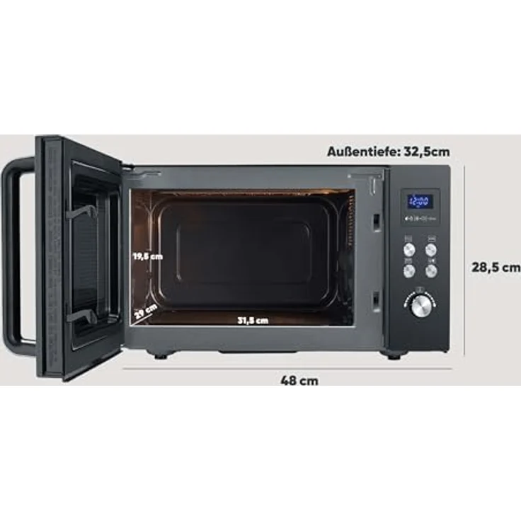 Severin MW 7763 Mikrowelle mit Keramikboden und Grill, Standgerät, Garraum 25L, 900W, 2 Leistungsstufen, Drehregler, schwarz – Bild 5