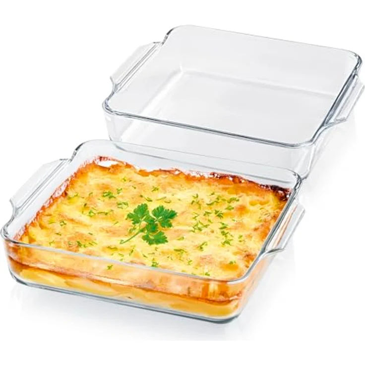 GOURMETmaxx Auflaufform Glas 2er-Set, rechteckig, 1500 ml, temperaturbeständig - für Heißluftfritteuse & Ofen, ideal für Aufläufe und Gratins – Bild 1