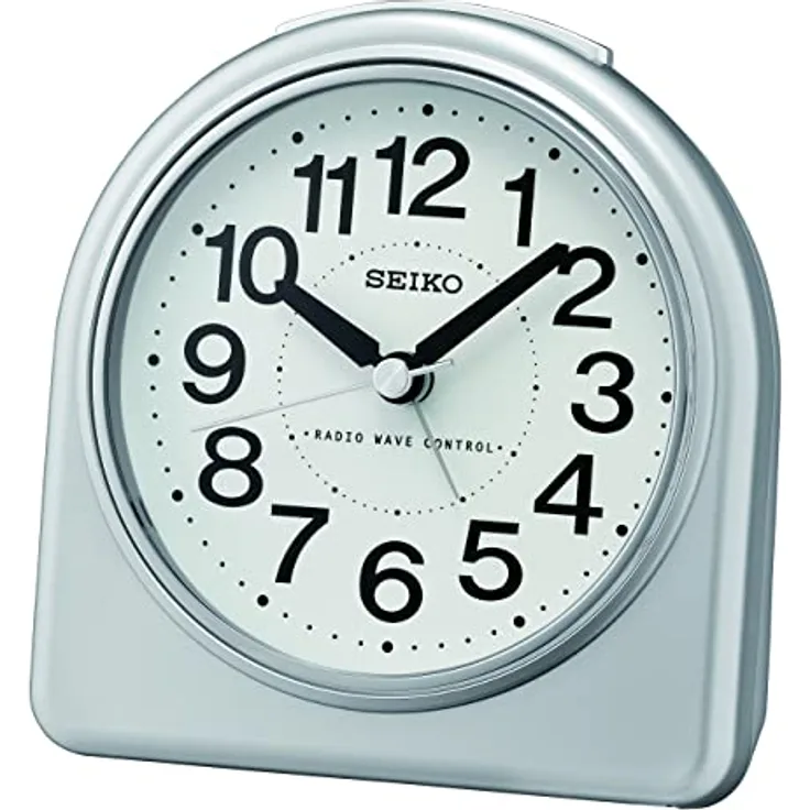Seiko Wecker QHR204S, Funkwecker mit Piep-Alarm, Schlummerfunktion und Zifferblattbeleuchtung, Silber