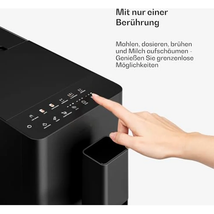 Klarstein Kaffeevollautomat Velaire, 20 Bar, Edelstahlmahlwerk 15 Stufen, LED Touchscreen, 0,75 l Milchsystem, 1,5 l Wassertank, Selbstreinigung, Vollautomat – Bild 4